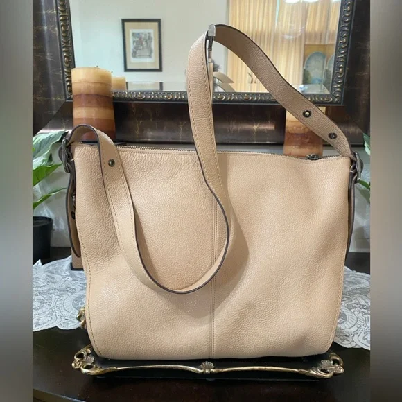 COACH Tan Natural Calf Leather Dufflette Crossbody Bag,Dark Nickel Tone hardware - Picture 4 of 16
